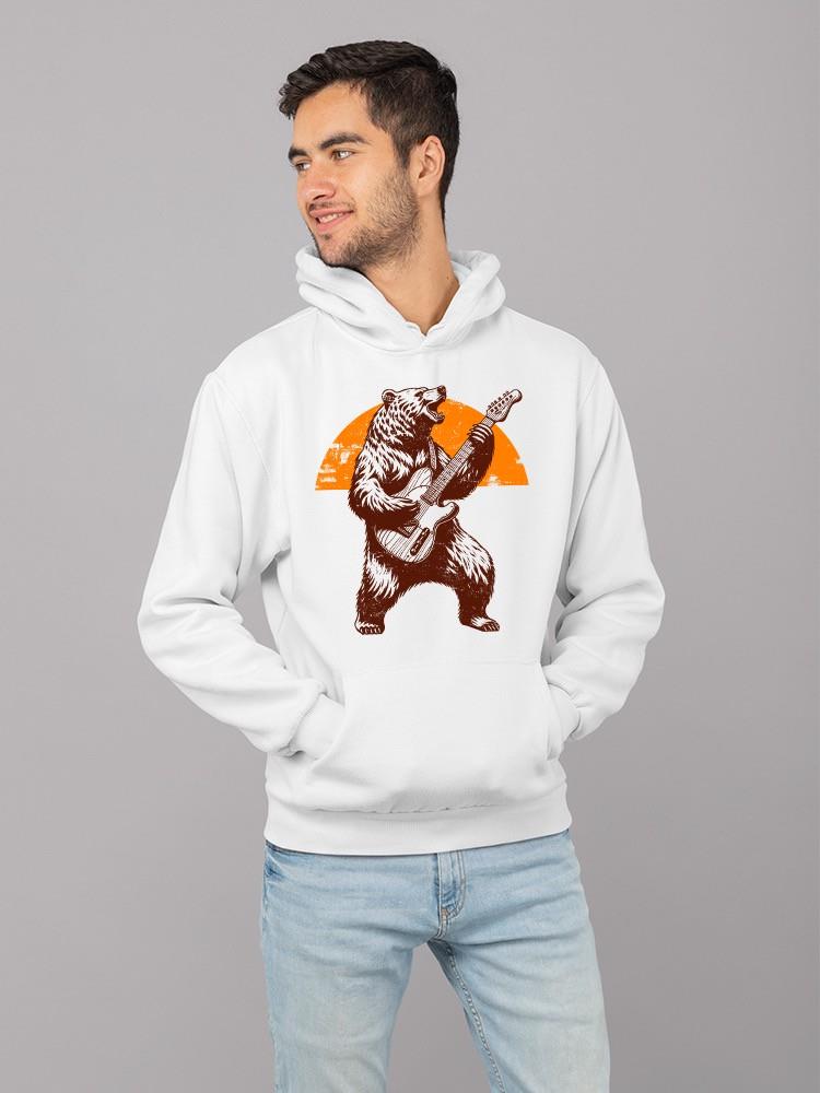 Guitar Jam Grizzly Bear Tee Hoodie Men's White - Picture 4 of 5