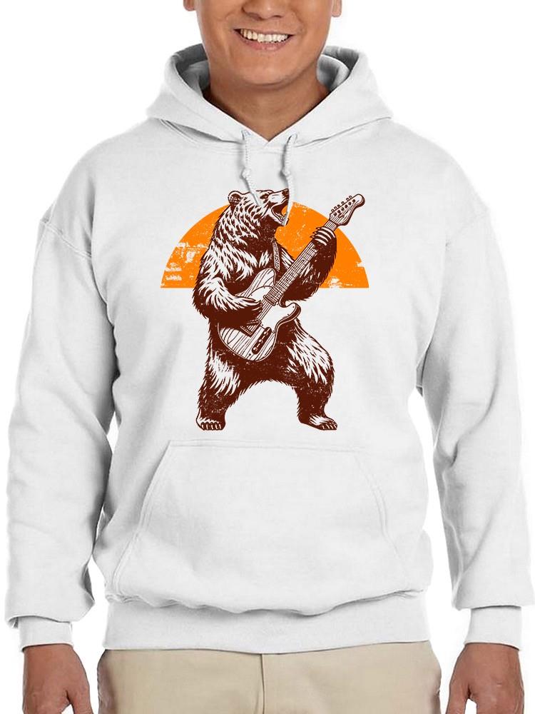 Guitar Jam Grizzly Bear Tee Hoodie Men's White - Picture 3 of 5