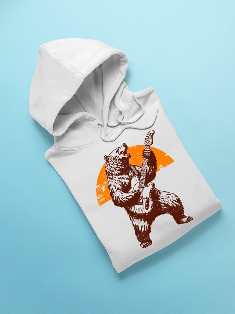 Guitar Jam Grizzly Bear Tee Hoodie Men's White - Picture 5 of 5