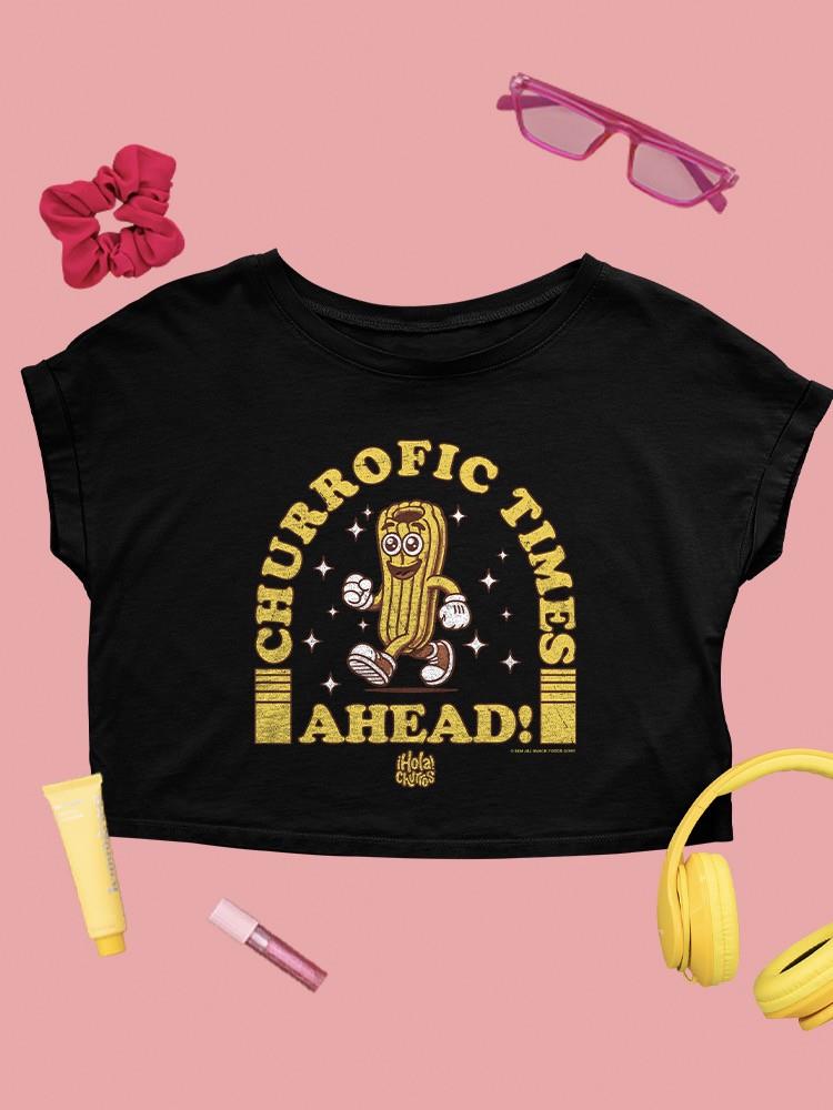 Churrofic Times Ahead Cartoon Snack Graphic - Fun Foodie Design Women's Crop Tee - Picture 7 of 16