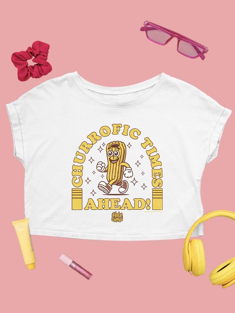Churrofic Times Ahead Cartoon Snack Graphic - Fun Foodie Design Women's Crop Tee - Picture 13 of 16