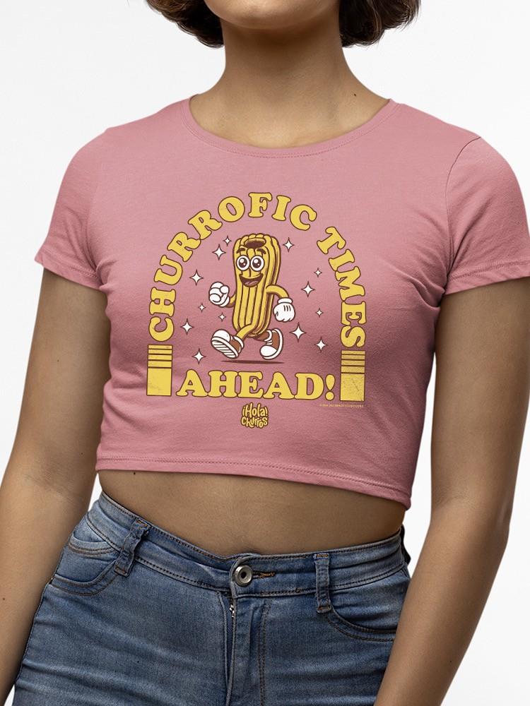 Churrofic Times Ahead Cartoon Snack Graphic - Fun Foodie Design Women's Crop Tee - Picture 14 of 16
