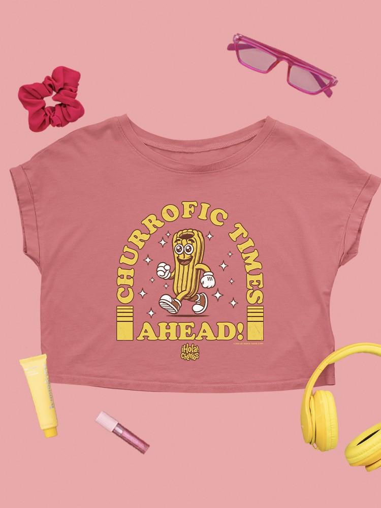 Churrofic Times Ahead Cartoon Snack Graphic - Fun Foodie Design Women's Crop Tee - Picture 16 of 16