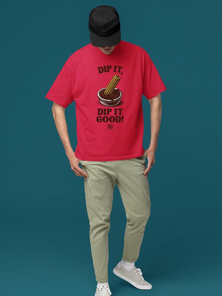 Churro Dipping Chocolate Artwork - Fun Dessert Lover Men's T-shirt - Picture 12 of 13