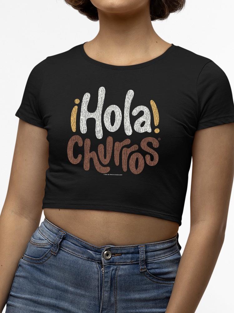 Hola Churros - Camiseta corta para mujer con estampado artístico de postre audaz y juguetona - Imagen 5 de 10