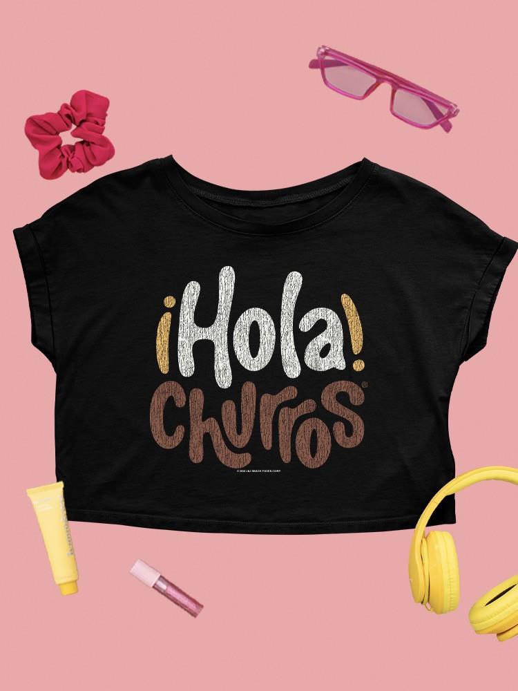 Hola Churros - Camiseta corta para mujer con estampado artístico de postre audaz y juguetona - Imagen 7 de 10