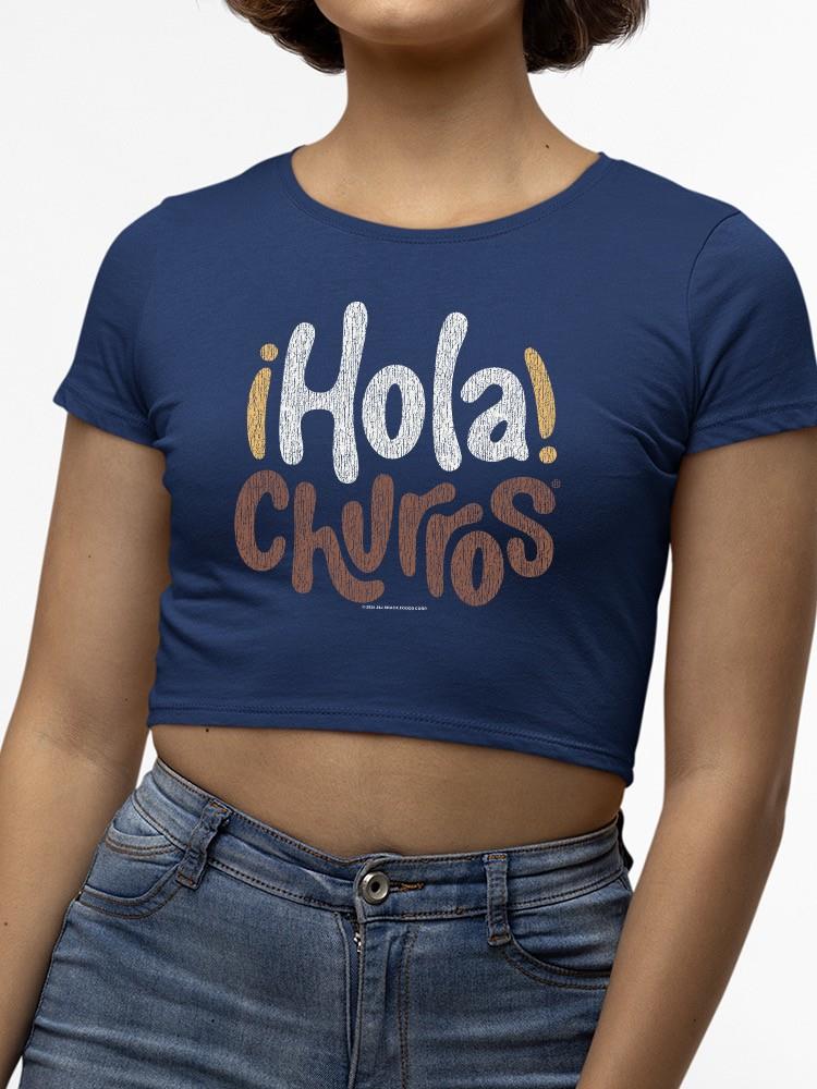 Hola Churros - Camiseta corta para mujer con estampado artístico de postre audaz y juguetona - Imagen 8 de 10