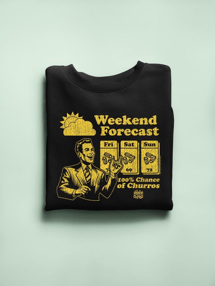 Gráfico de pronóstico de fin de semana - Sudadera de diseño divertido churro para hombre - Imagen 7 de 13