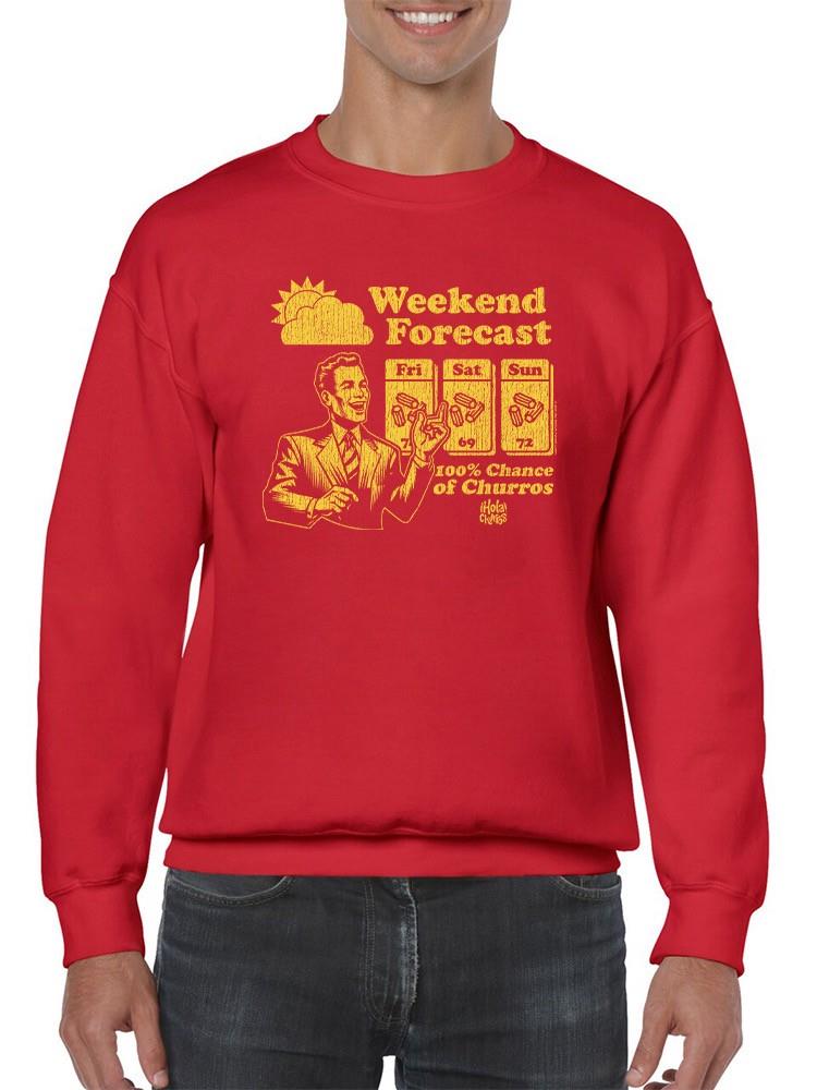 Gráfico de pronóstico de fin de semana - Sudadera de diseño divertido churro para hombre - Imagen 8 de 13