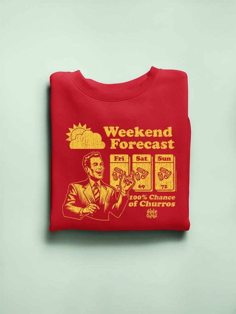 Gráfico de pronóstico de fin de semana - Sudadera de diseño divertido churro para hombre - Imagen 10 de 13