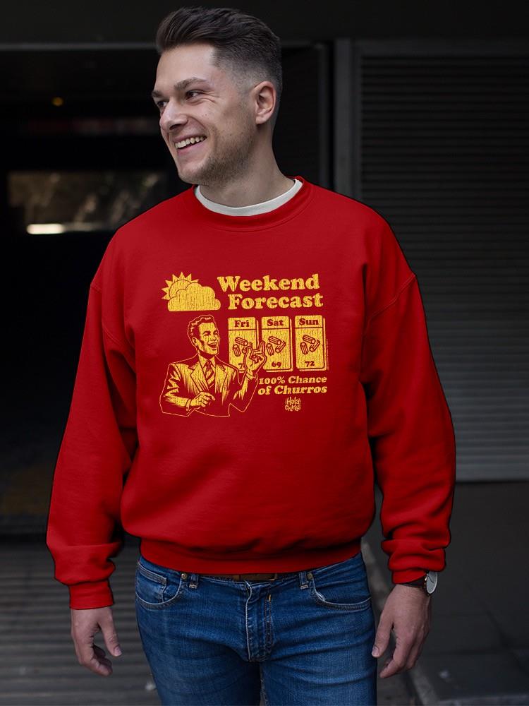 Gráfico de pronóstico de fin de semana - Sudadera de diseño divertido churro para hombre - Imagen 9 de 13