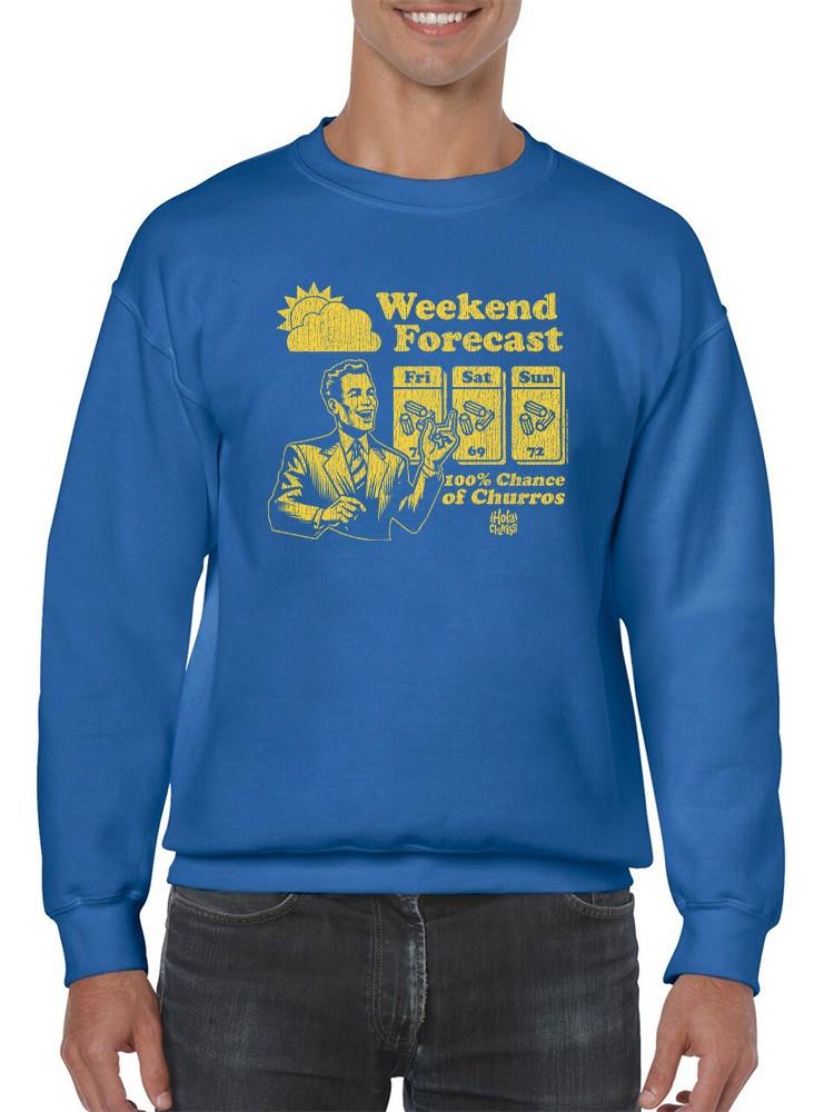 Gráfico de pronóstico de fin de semana - Sudadera de diseño divertido churro para hombre - Imagen 11 de 13