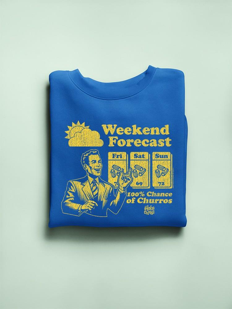 Gráfico de pronóstico de fin de semana - Sudadera de diseño divertido churro para hombre - Imagen 13 de 13