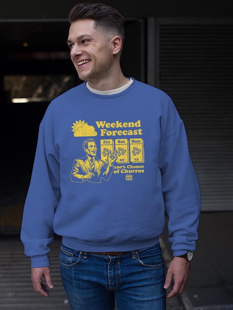 Gráfico de pronóstico de fin de semana - Sudadera de diseño divertido churro para hombre - Imagen 12 de 13