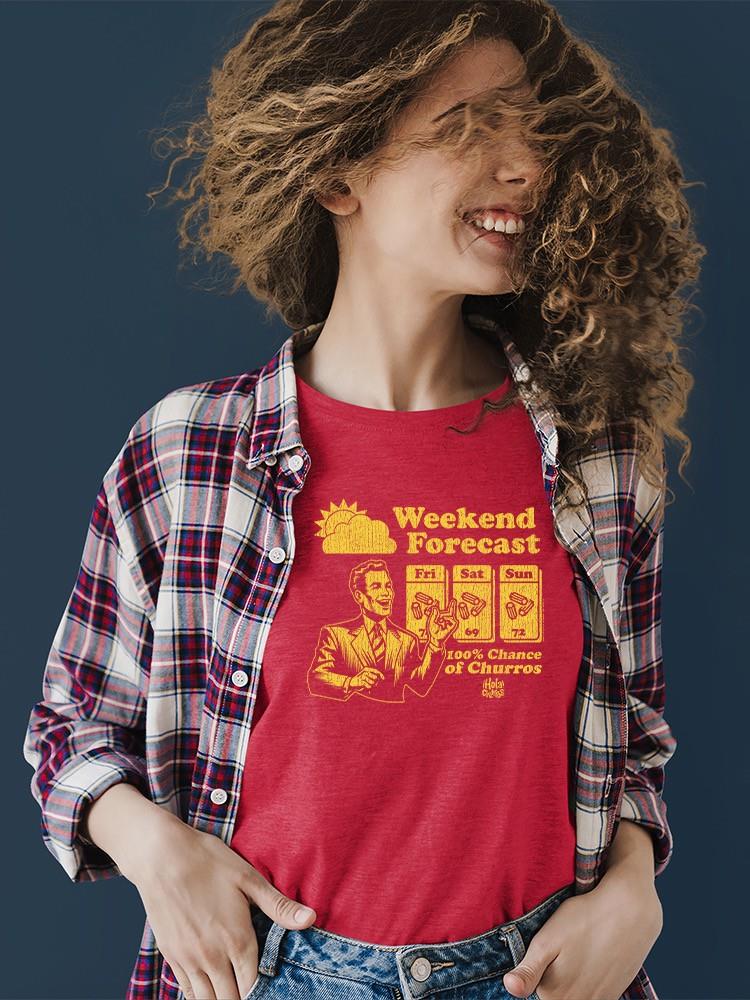 Gráfico de pronóstico de fin de semana - Camiseta para mujer Churro Fun Design - Imagen 18 de 22