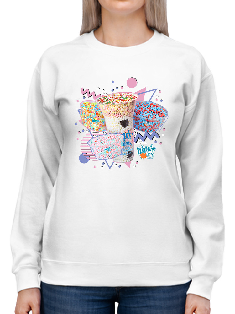 Retro Dippin’ Dots Delight - Colorido Helado Gráfico Sudadera para Mujer - Imagen 20 de 22