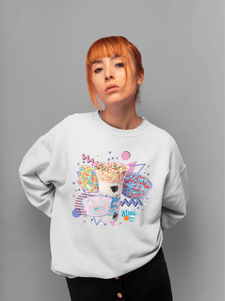 Retro Dippin’ Dots Delight - Colorido Helado Gráfico Sudadera para Mujer - Imagen 21 de 22