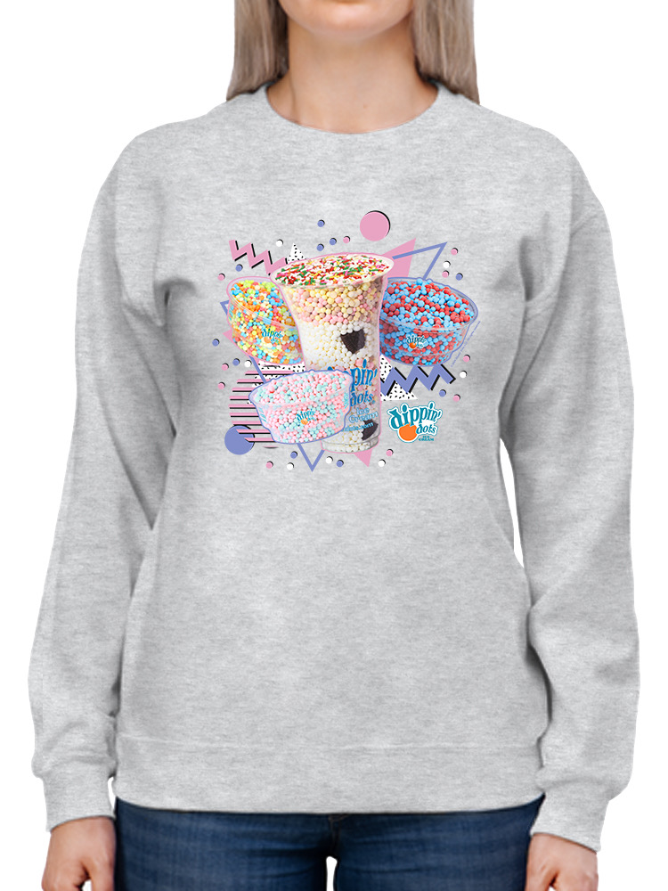 Retro Dippin’ Dots Delight - Colorido Helado Gráfico Sudadera para Mujer - Imagen 5 de 22