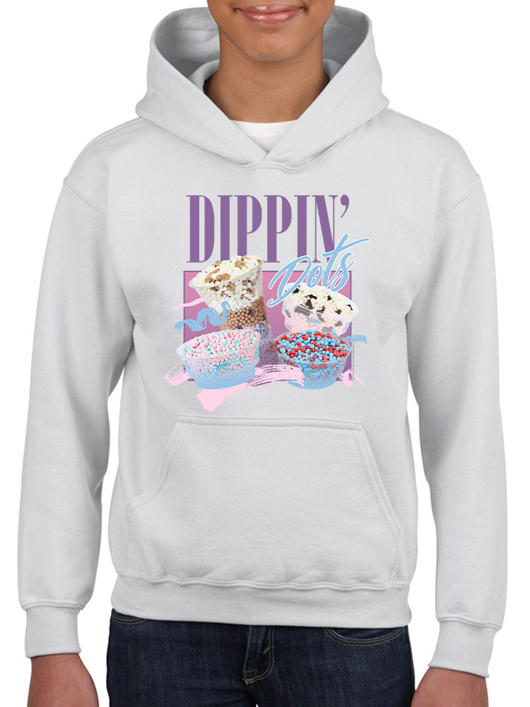 Dippin’ Dots Ice Cream Delight - Sudadera con capucha retro con gráfico pastel para jóvenes - Imagen 17 de 19