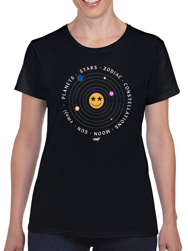 Galactic Smiley - Cosmic Orbit Emoji Grafik Damen T-Shirt - Bild 5 von 20