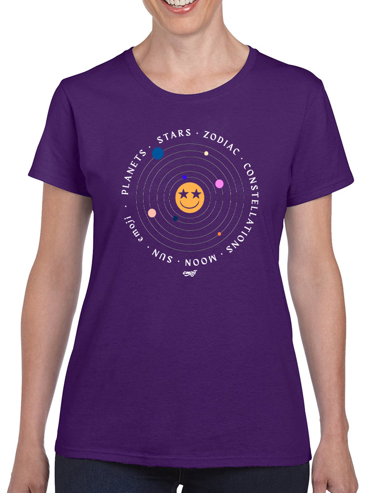 Galactic Smiley - Cosmic Orbit Emoji Grafik Damen T-Shirt - Bild 13 von 20