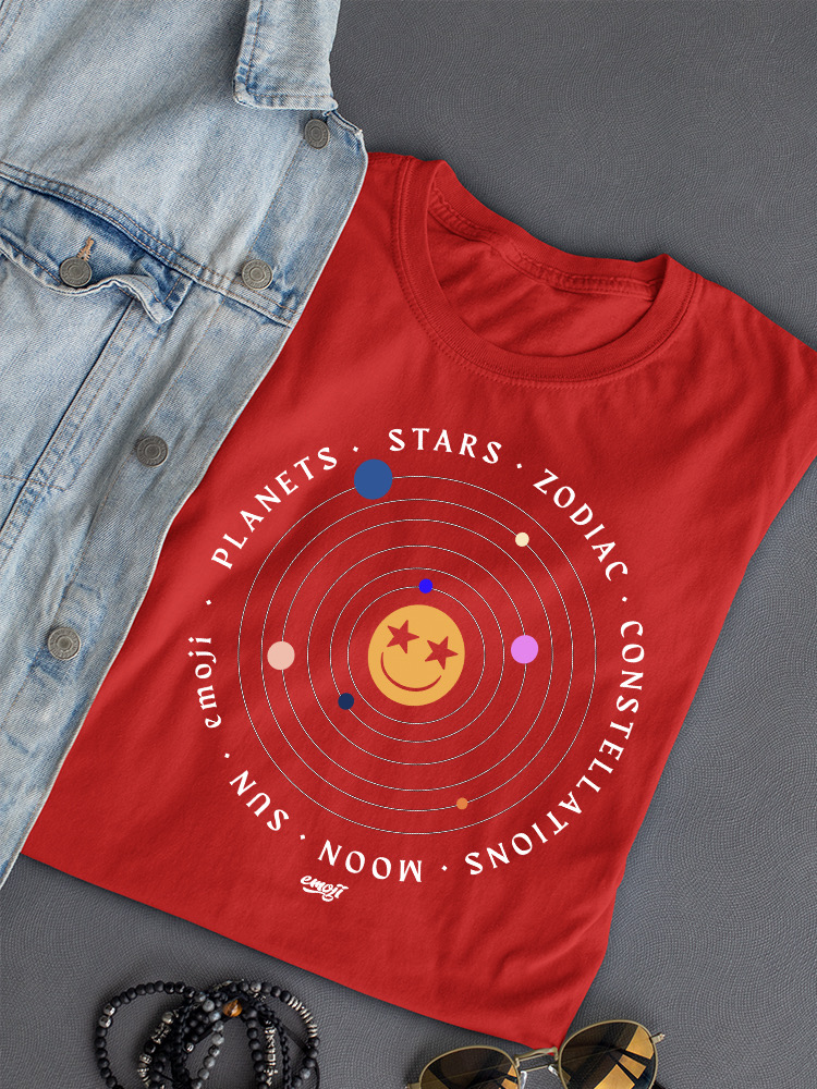 Galactic Smiley - Cosmic Orbit Emoji Grafik Damen T-Shirt - Bild 19 von 20
