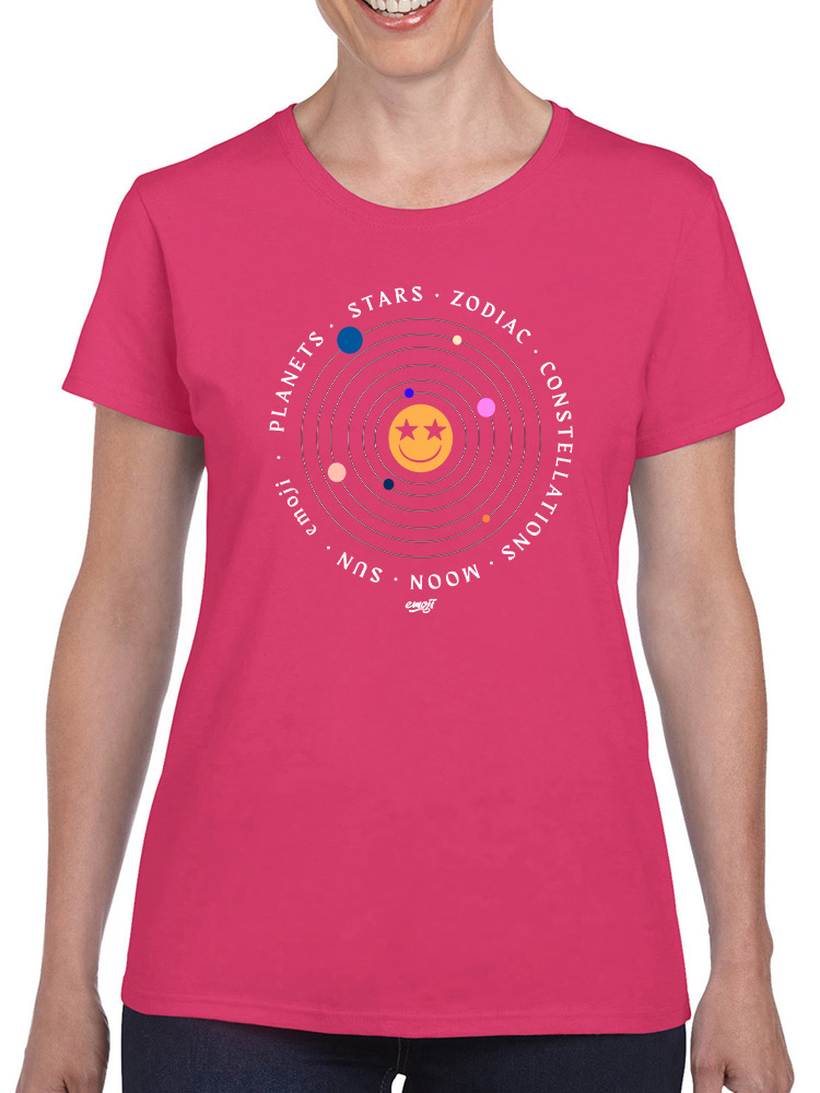 Galactic Smiley - Cosmic Orbit Emoji Grafik Damen T-Shirt - Bild 9 von 20