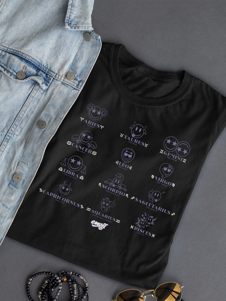 Zodiac Smiley Signs - Astrological Horoscope Emoji Women's T-shirt - Picture 11 of 16