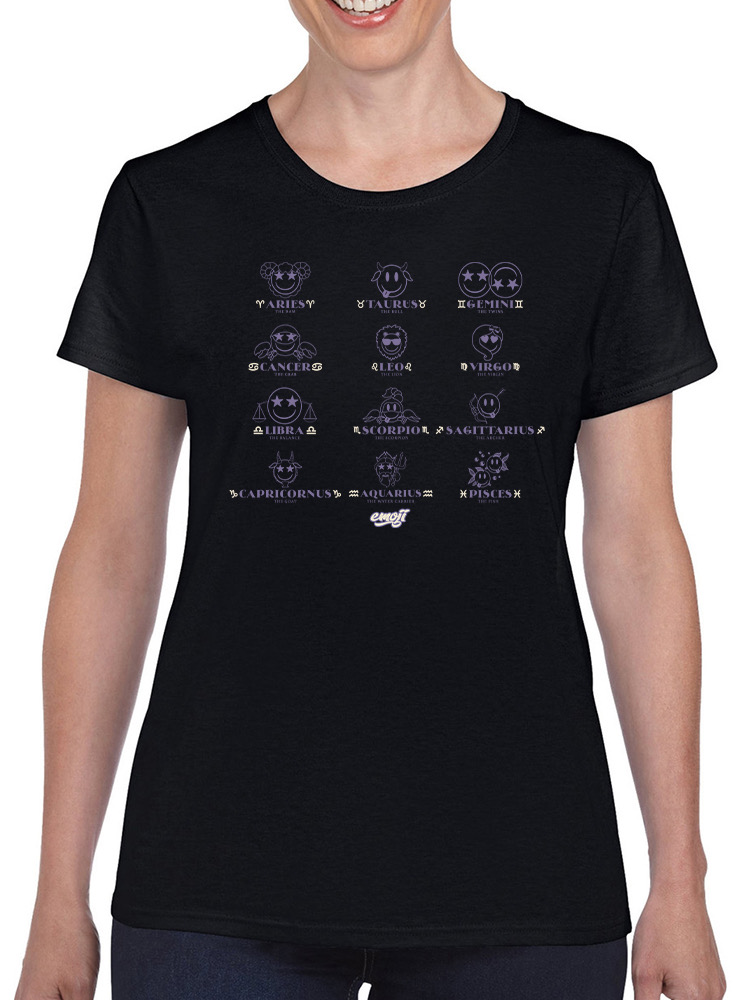 Zodiac Smiley Signs - Astrological Horoscope Emoji Women's T-shirt - Picture 9 of 16