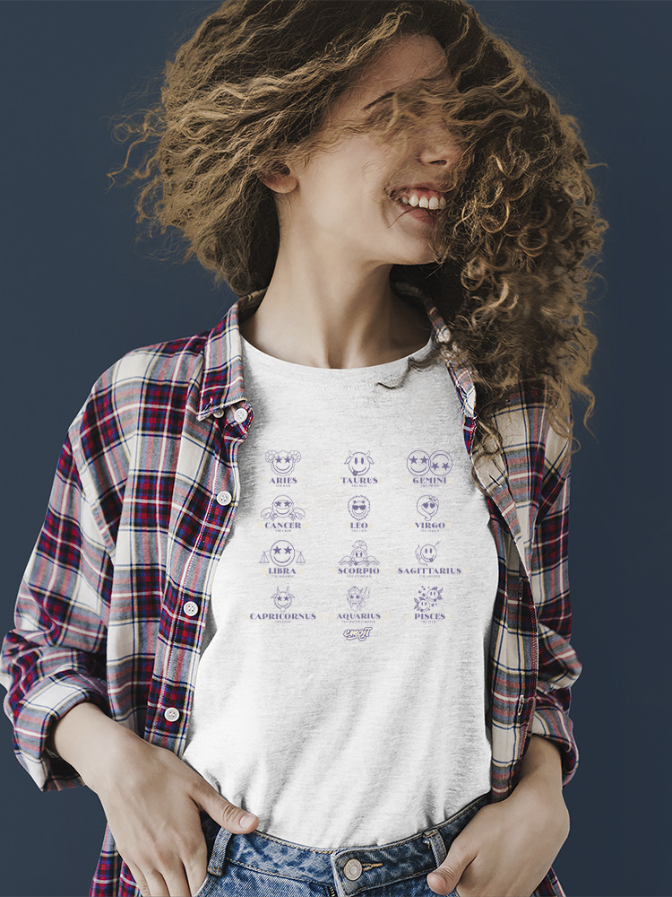 Zodiac Smiley Signs - Astrological Horoscope Emoji Women's T-shirt - Picture 14 of 16