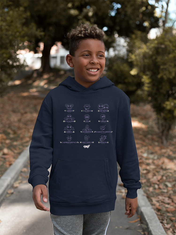 Zodiac Smiley Signs - Astrological Horoscope Emoji Youth's Hoodie - Picture 6 of 12