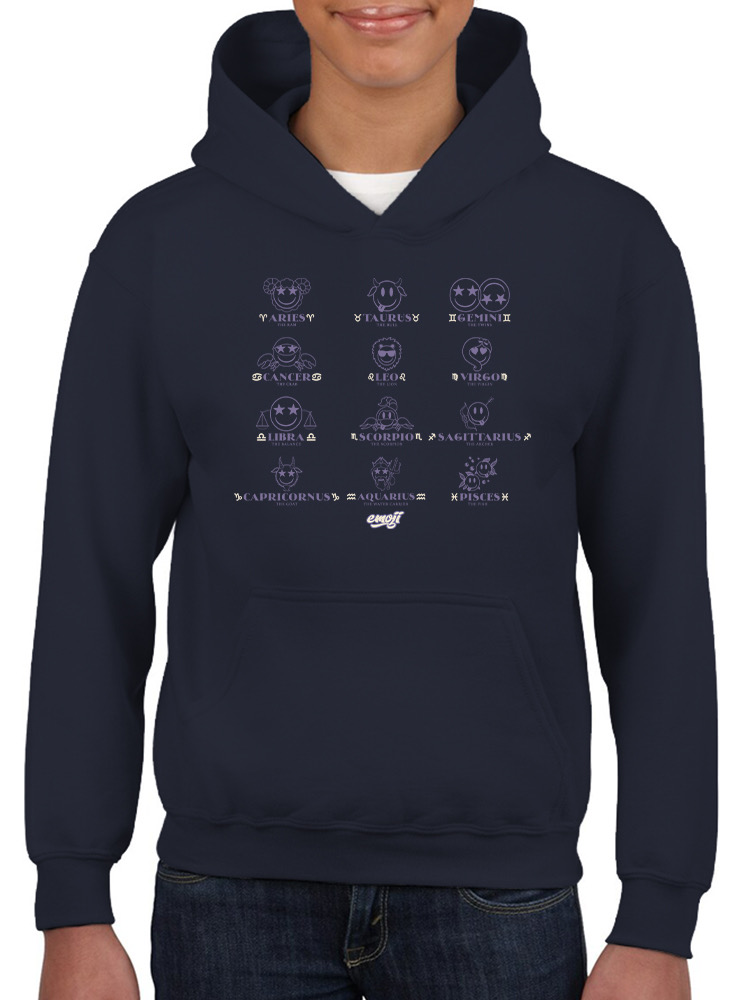 Zodiac Smiley Signs - Astrological Horoscope Emoji Youth's Hoodie - Picture 5 of 12