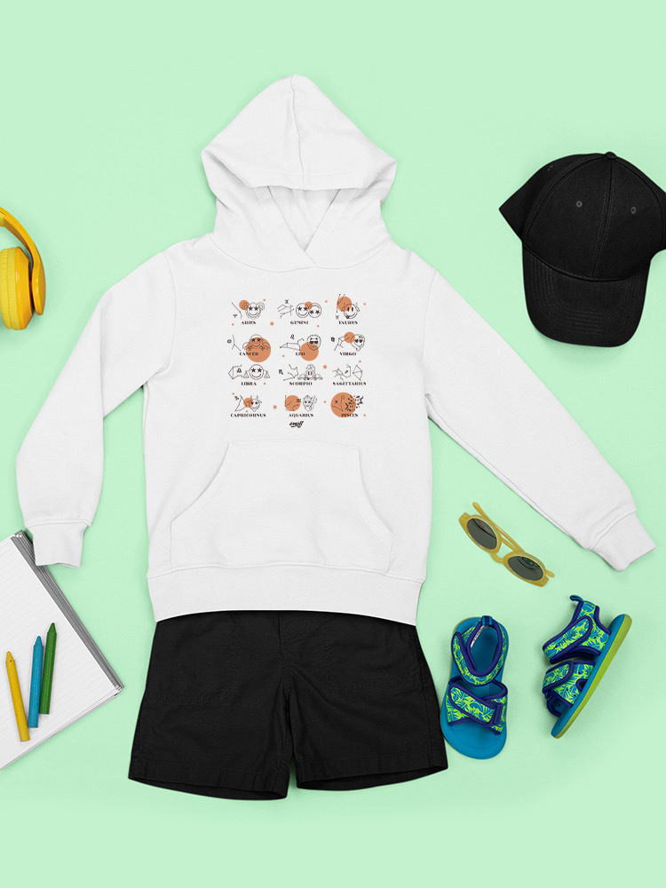 Celestial Zodiac Emoji - Astrology Horoscope Constellation Youth's Hoodie - Picture 15 of 16
