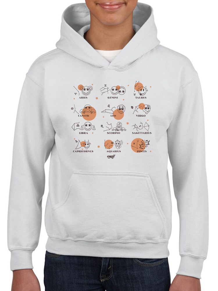 Celestial Zodiac Emoji - Astrology Horoscope Constellation Youth's Hoodie - Picture 13 of 16