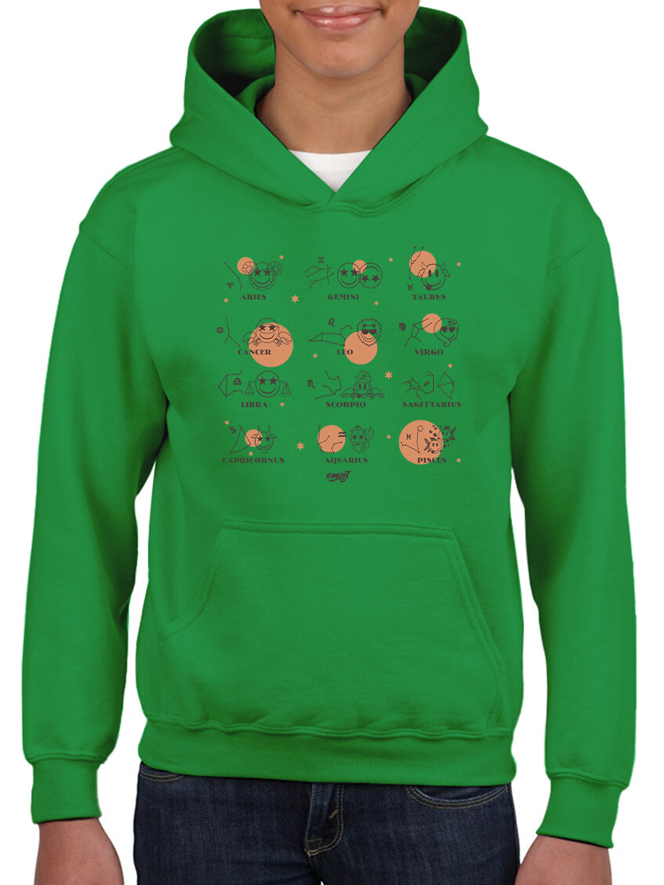 Celestial Zodiac Emoji - Astrology Horoscope Constellation Youth's Hoodie - Picture 9 of 16