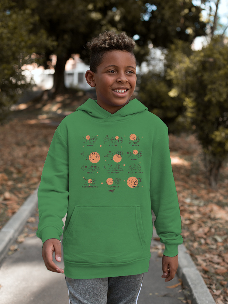 Celestial Zodiac Emoji - Astrology Horoscope Constellation Youth's Hoodie - Picture 10 of 16