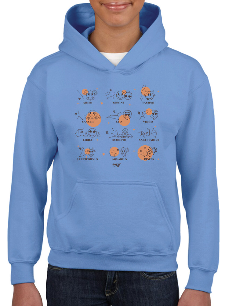 Celestial Zodiac Emoji - Astrology Horoscope Constellation Youth's Hoodie - Picture 5 of 16