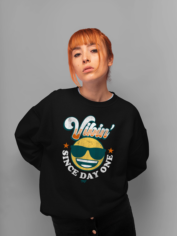 Vibin’ Since Day One - Cooles Retro Emoji Smiley Grafik Damen Sweatshirt - Bild 10 von 28