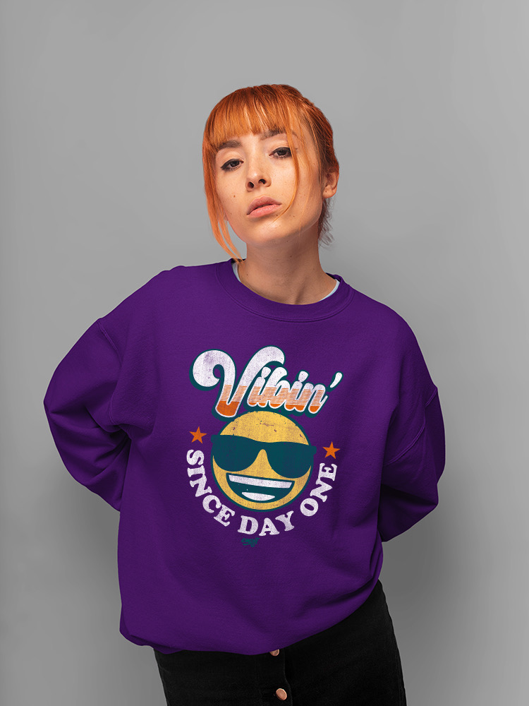 Vibin’ Since Day One - Cooles Retro Emoji Smiley Grafik Damen Sweatshirt - Bild 26 von 28
