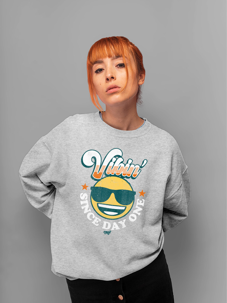 Vibin’ Since Day One - Cooles Retro Emoji Smiley Grafik Damen Sweatshirt - Bild 6 von 28