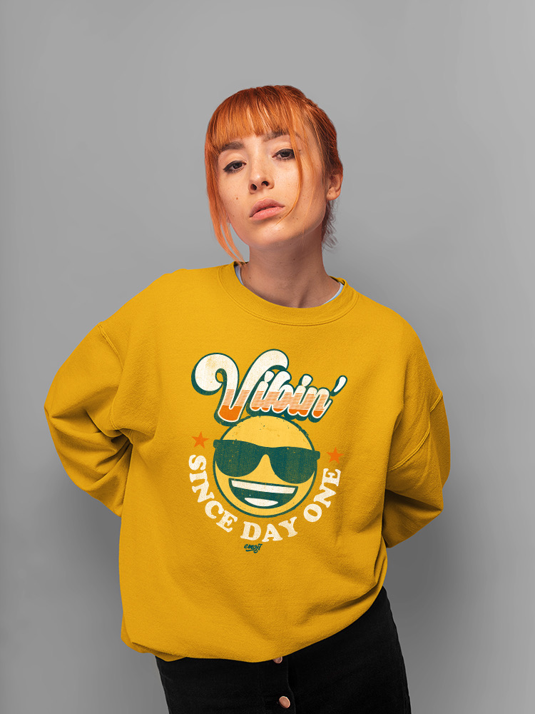 Vibin’ Since Day One - Cooles Retro Emoji Smiley Grafik Damen Sweatshirt - Bild 14 von 28