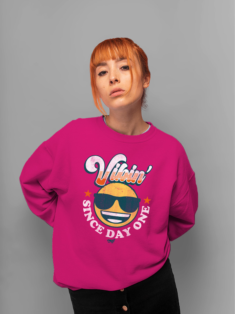 Vibin’ Since Day One - Cooles Retro Emoji Smiley Grafik Damen Sweatshirt - Bild 18 von 28