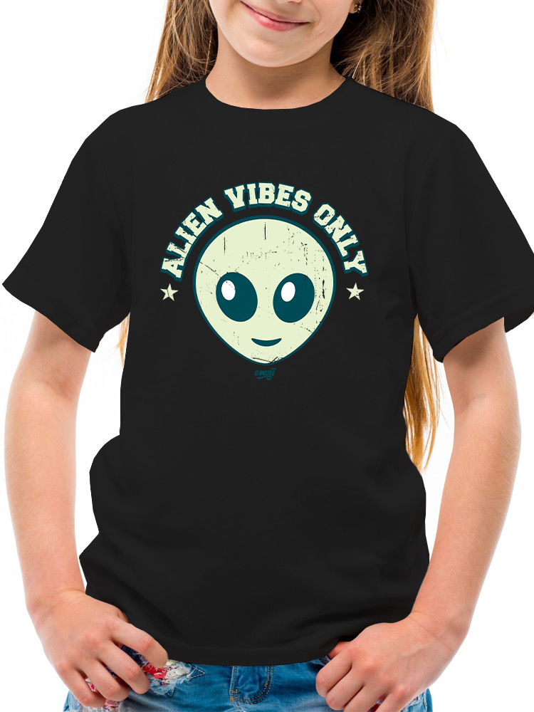 Alien Emoji Vibes Only - Retro UFO Space Graphic Youth's T-shirt - Picture 9 of 28