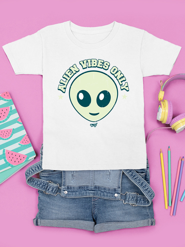 Alien Emoji Vibes Only - Retro UFO Space Graphic Youth's T-shirt - Picture 27 of 28