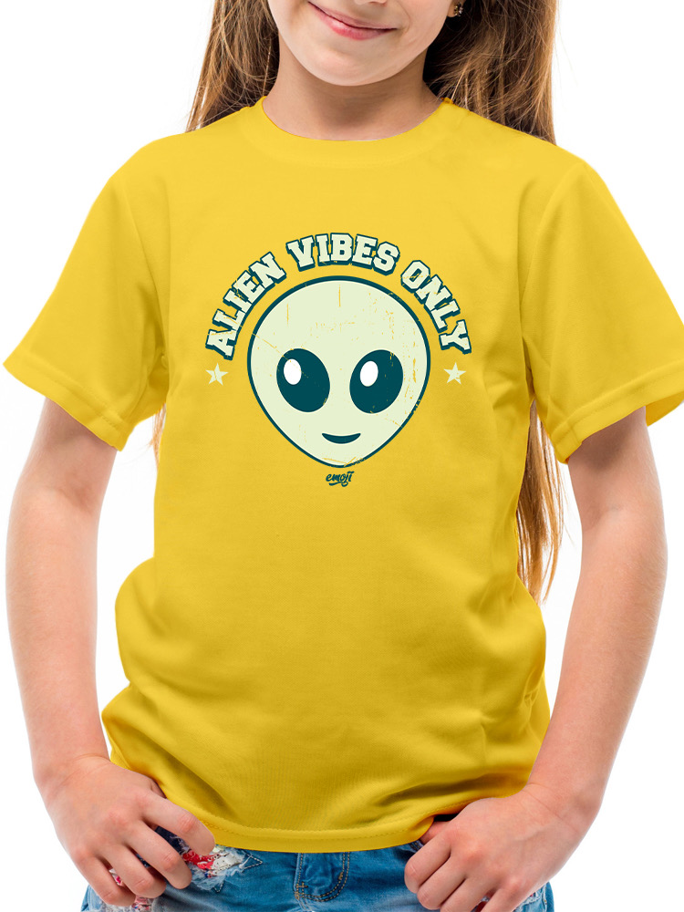 Alien Emoji Vibes Only - Retro UFO Space Graphic Youth's T-shirt - Picture 13 of 28