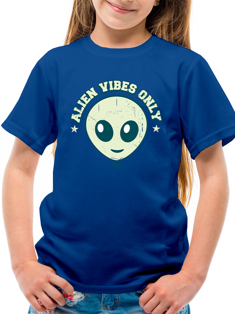 Alien Emoji Vibes Only - Retro UFO Space Graphic Youth's T-shirt - Picture 21 of 28
