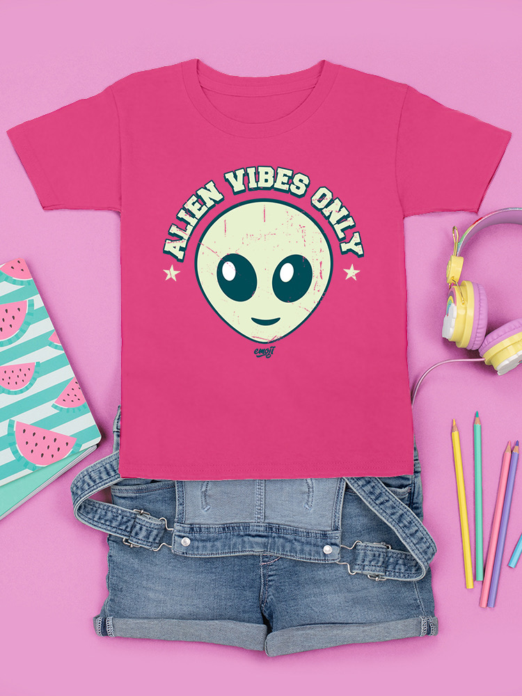 Alien Emoji Vibes Only - Retro UFO Space Graphic Youth's T-shirt - Picture 19 of 28