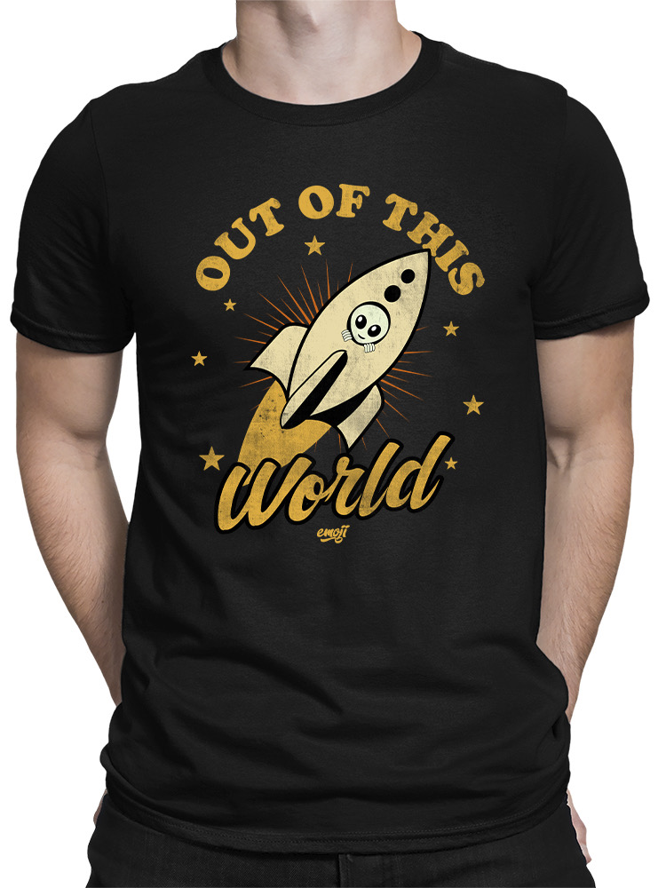Out of This World - Alien Emoji Rocket Adventure Graphic Men's T-shirt - Picture 5 of 24