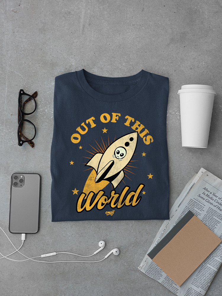 Out of This World - Alien Emoji Rocket Adventure Graphic Men's T-shirt - Picture 11 of 24
