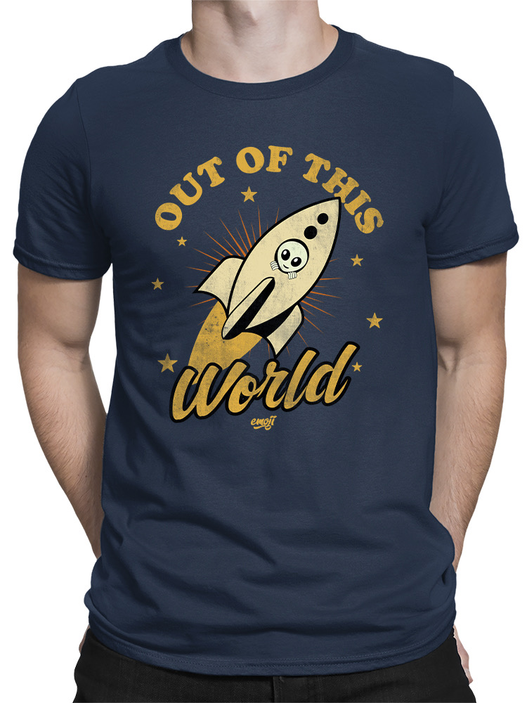 Out of This World - Alien Emoji Rocket Adventure Graphic Men's T-shirt - Picture 9 of 24